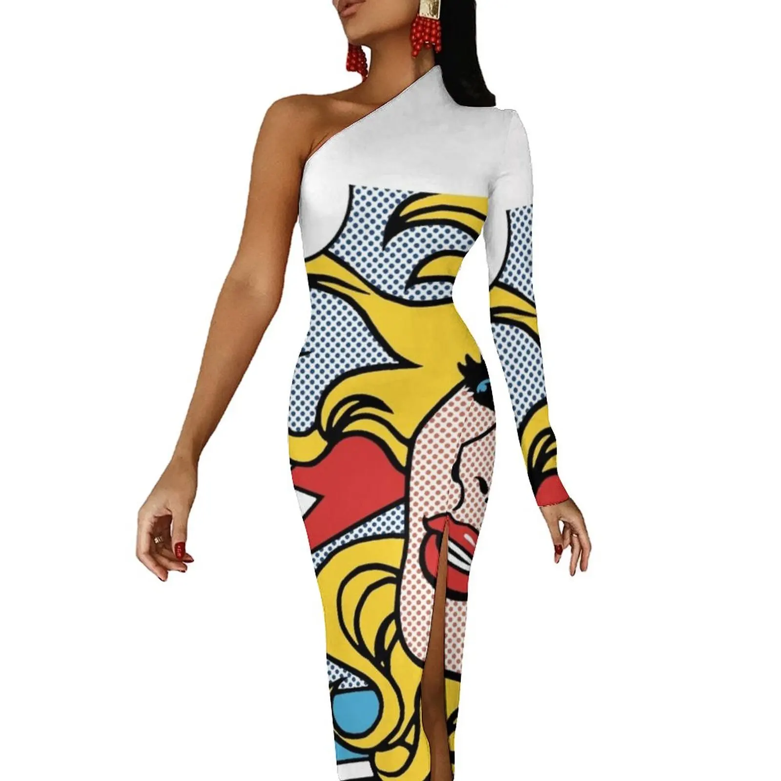 

I"m a Cosmopolitan Kind of Girl! lichtenstein inspired girl Pop Art Half Dleeve Split Dress women dress Dance dresses