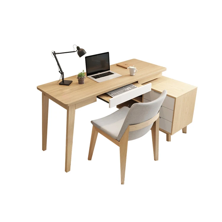 *Modern Corner Desk Solid Wood L Shape Retractable Office Computer Writing Desk Study Table With Chair