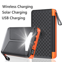 Folding Solar Power Bank 20000mAh With 3 Solar Panel External Battery Wireless Charge Powerbank for iPhone Samsung Huawei Xiaomi