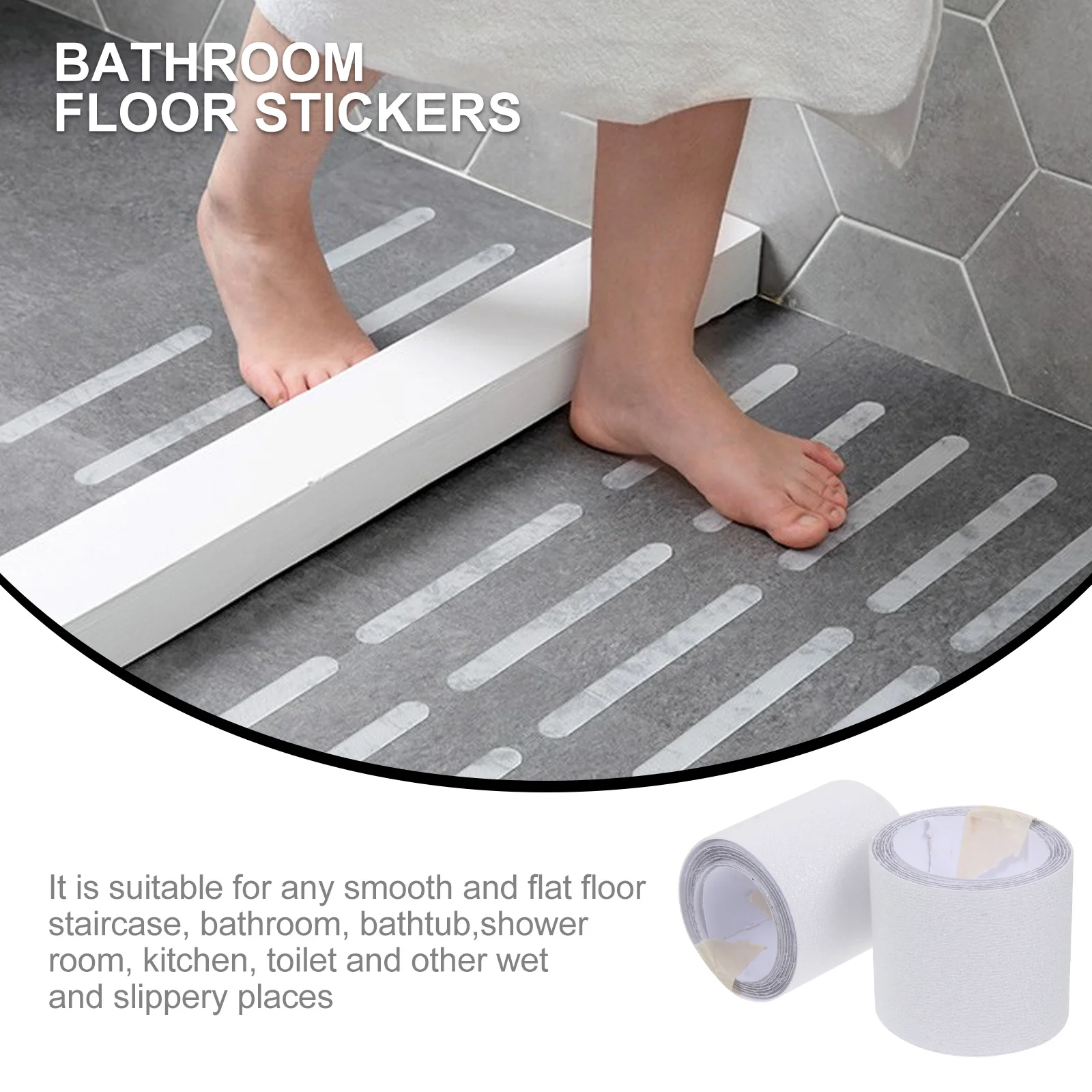 

2pcs Anti Skid Tape Rolls Transparent Non-Slip Waterproof Durable Strips For Bathroom Bathtub Kitchen Stairs Floor Ladder