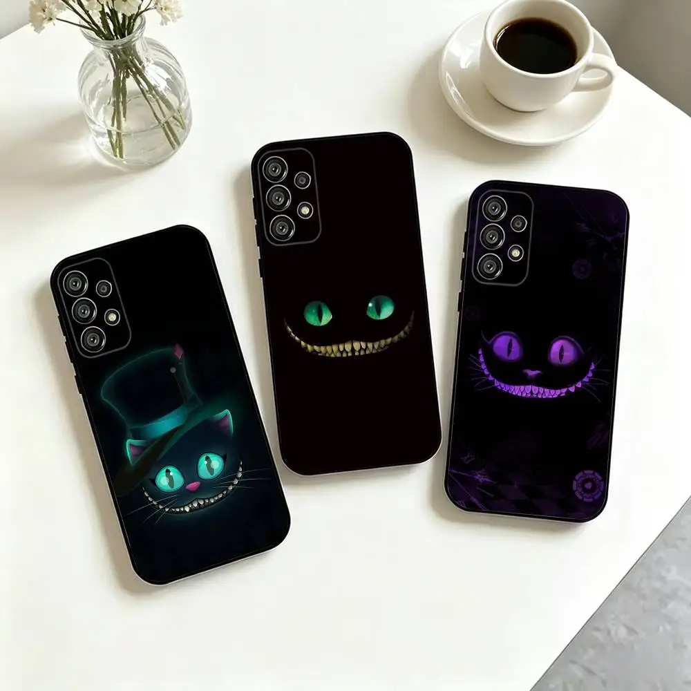 Cat Cool Eye C-Cheshire Phone Case Black Silicone Soft For Samsung S25,S24,S21,S22,S23,S30,Ultra,S20,Plus,Fe,Lite Gift