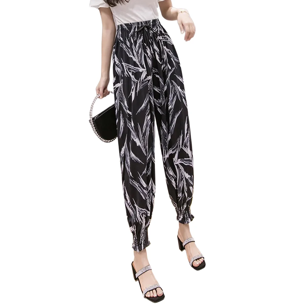 Pantaloni larghi da spiaggia Pantaloni anti-zanzara Pantaloni alla caviglia in tessuto poliestere 90 Pantaloni da donna