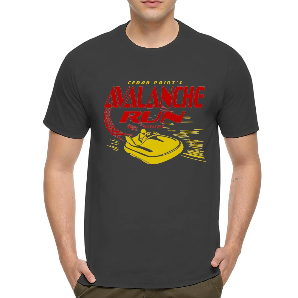 Mens 100% Cotton T Shirt Cedar Point Avalanche Run Bobsleds Vintage Roller Coaster Print Breathable Short Sleeve Daily Wear