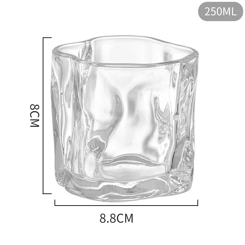 250ml 170ML Korean Creative Ins Twisted Glass Cup Juice Drink Coffee Mug Cup Wave Pattern Colorful Glass Handmade Bar Drinking