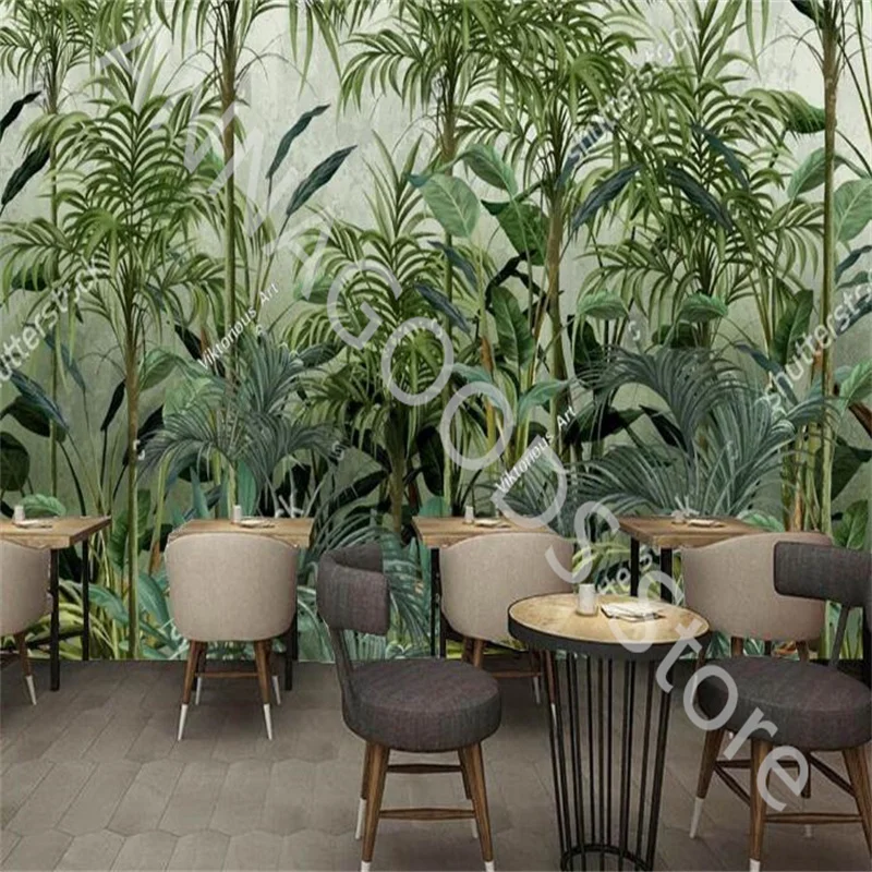 

Tropical Rainforest Watercolor Plant Leaves Wallpapers for Living Room Sofa Restaurant Background Wall Murals Wall Paper 3D