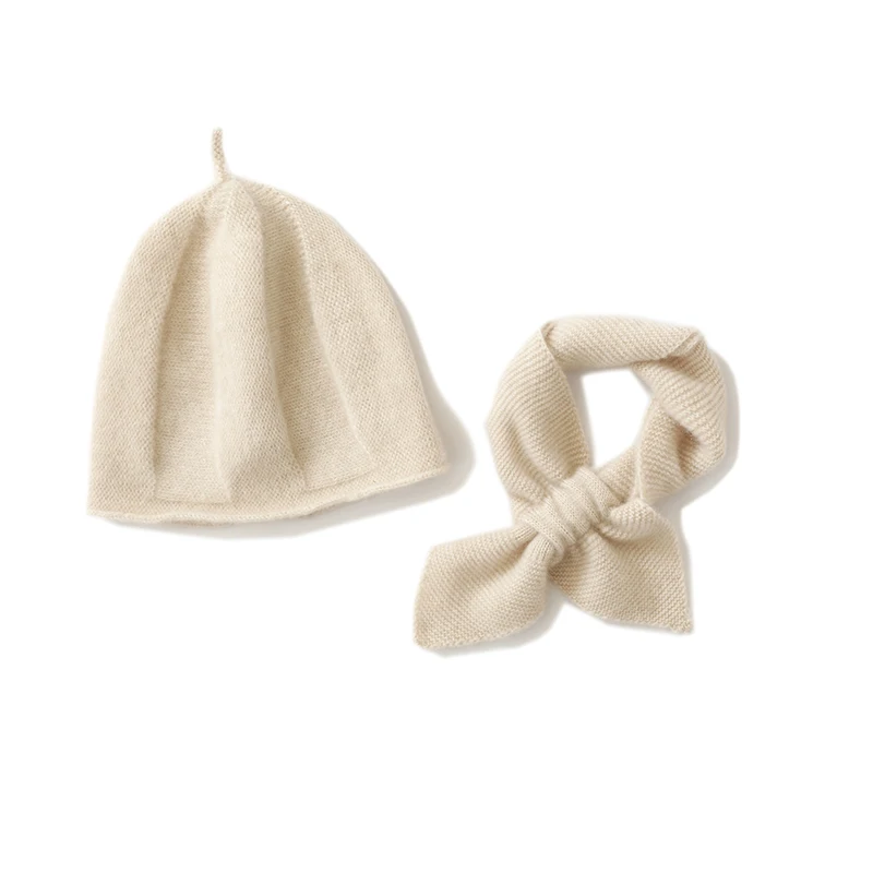 100% الكشمير الأطفال اليقطين قبعة وشاح مجموعة مريحة دافئة لينة الجلد ودية قطعتين مجموعة للأطفال #3