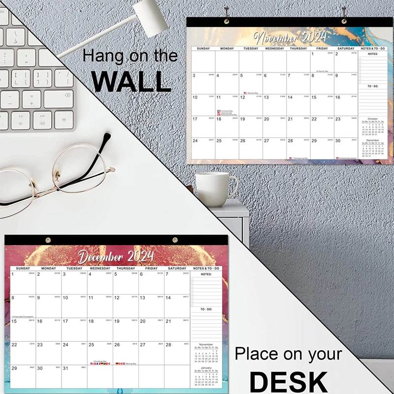 Hot Selling 2023-2024 Wall Mounted Calendar Desktop Calendar 18 Months English Calendar