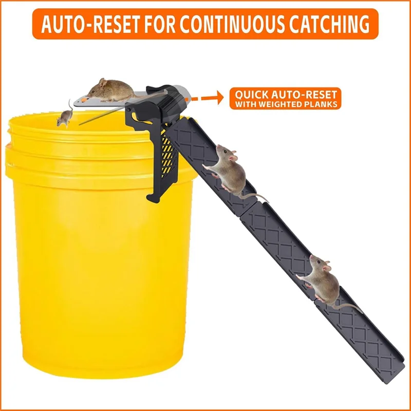 Walk The Plank Bucket Mausefalle – Humane Rattenfallen für den Innenbereich, 5 Gallonen oder größere Mäusefallen mit automatischer Rückstellung (2er-Pack) – B51B