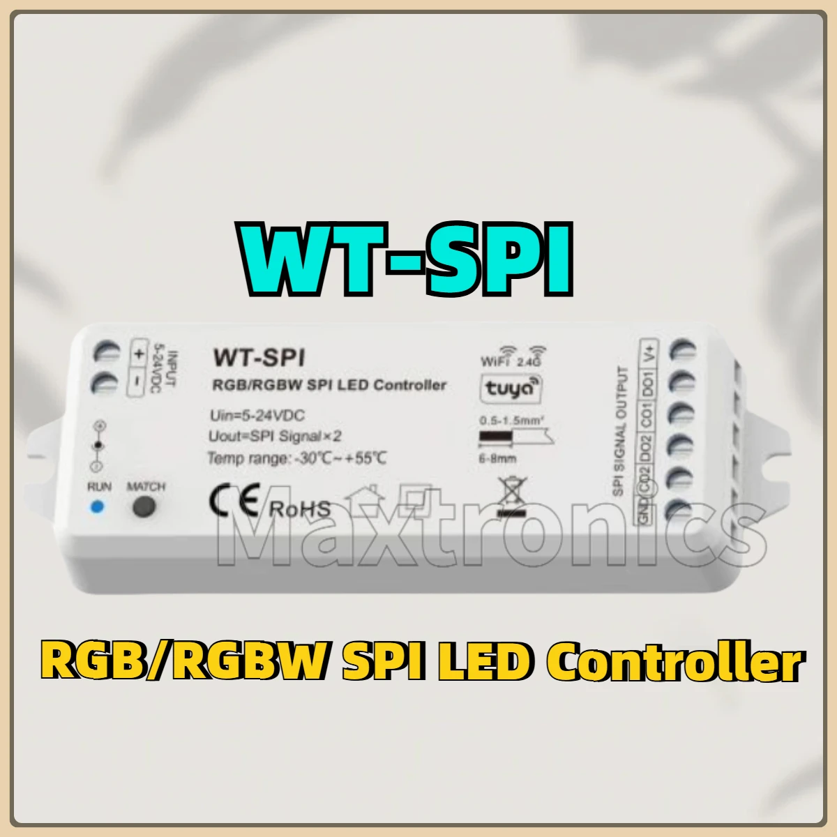 New Tuya 5V-24VDC 12V 2.4G RF SPI LED Wifi Controller WT-SPI For WS2811 WS2812 WS2815 UCS1903 Pixel GS8208 RGB LED Strip Lights