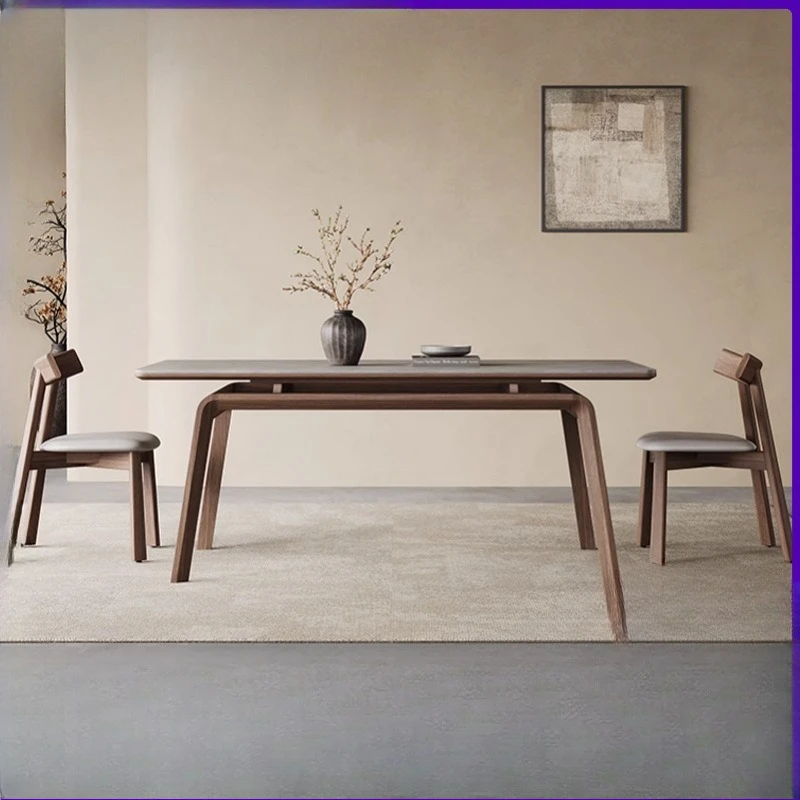 

Nordic slate solid wood dining table modern simple rectangular 2024 new ash wood home wabi sabi wind dining table