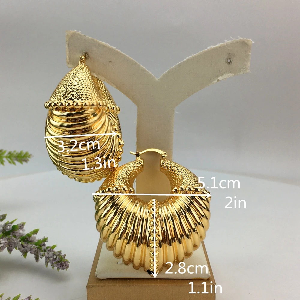 American African Nigeria Fashion Big Drop Earrings Exquisite Copper Large Style For Woman Daily Jewelry Gifts FHK16688