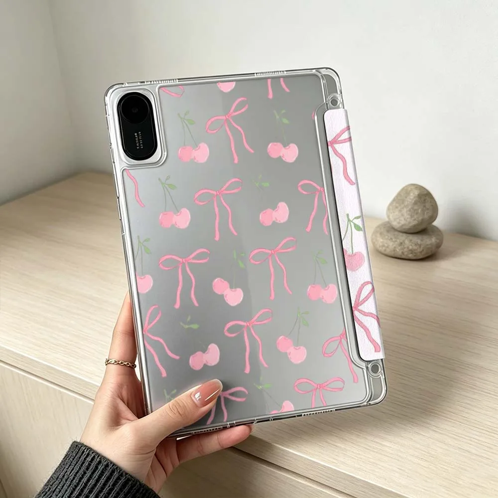 

Pink Cherry Bow Pattern Soft For Xiaomi Mi Pad 8 7 6 5 Pro Redmi Pad SE 2 Poco Pad Foldable 3Y Tablet Case