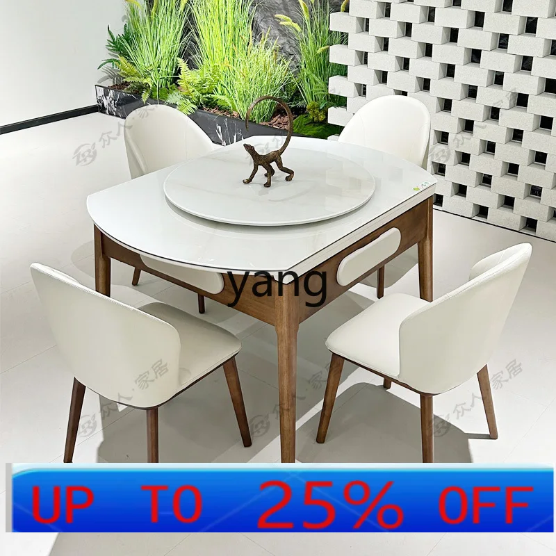 

Lh Chinese solid wood automatic mahjong machine integrated household long table round rotating table
