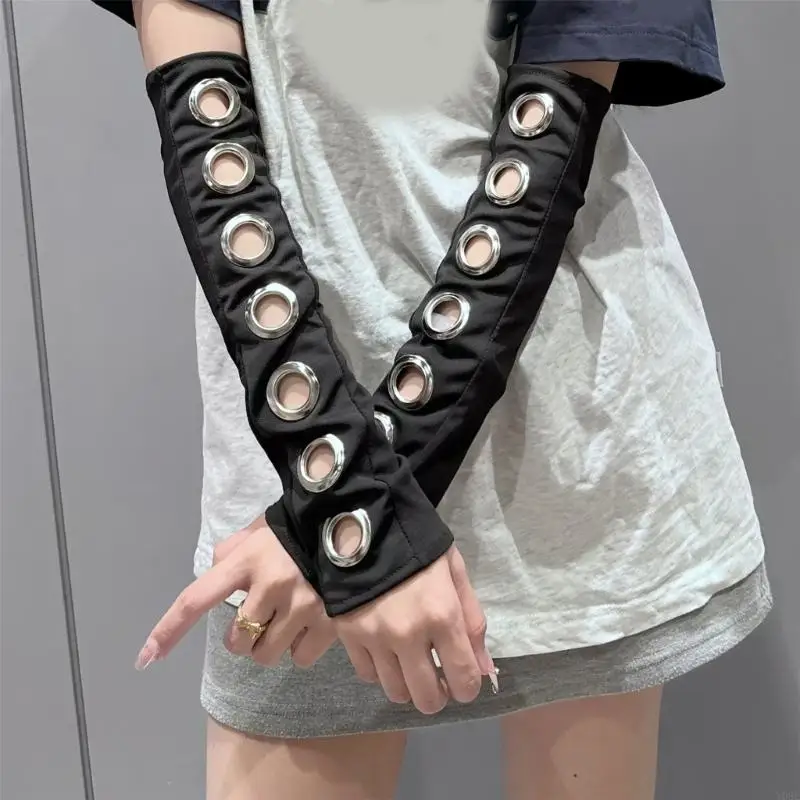 Maniche a braccio punk trasparenti design elastico bracciale senza maniche maniche per polsini per il festival musicale e da