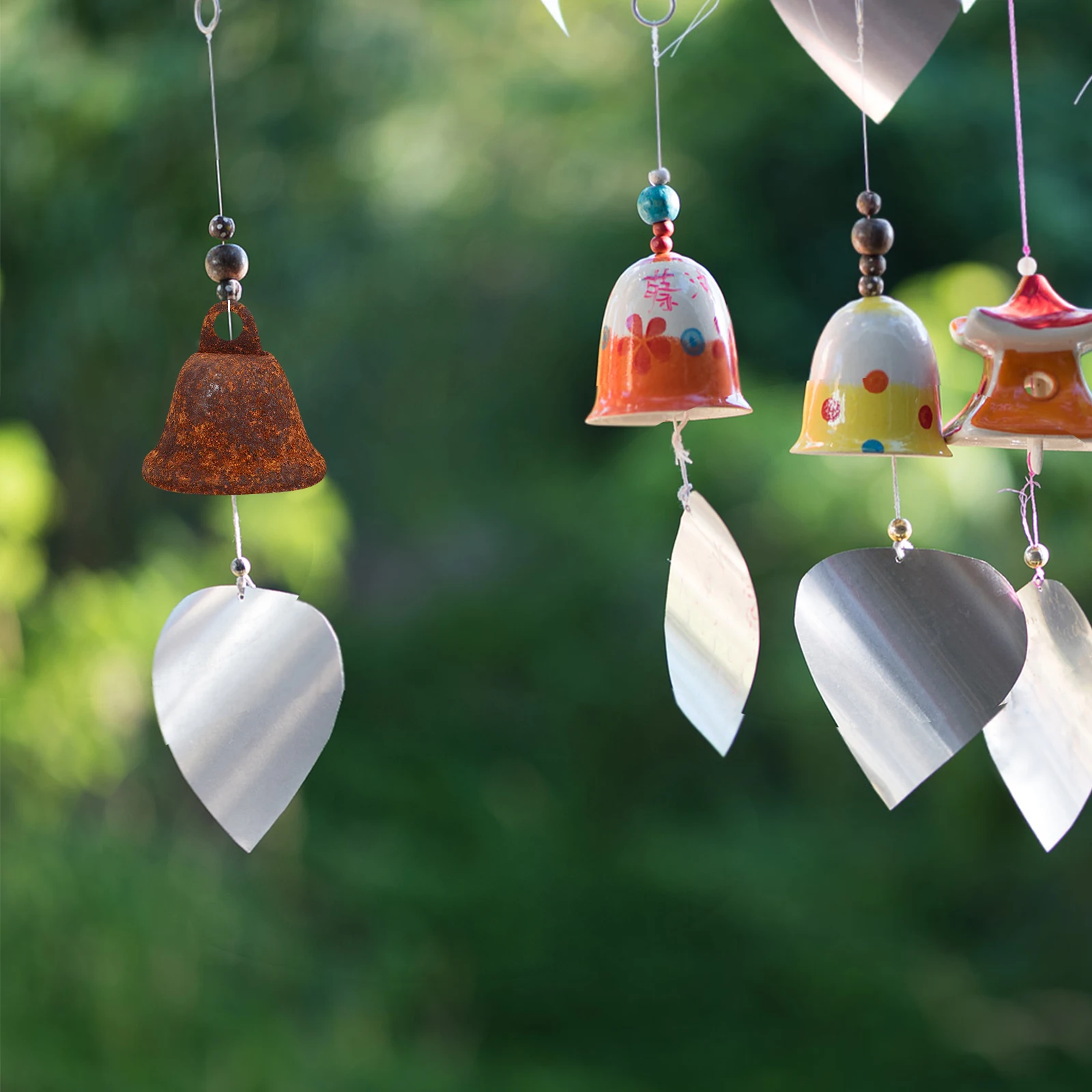 

15Pcs Rustic Vintage Temple Bells Hanging Decoration for Home Garden Christmas Tree Wedding Craft Bells Wind Chimes Parts