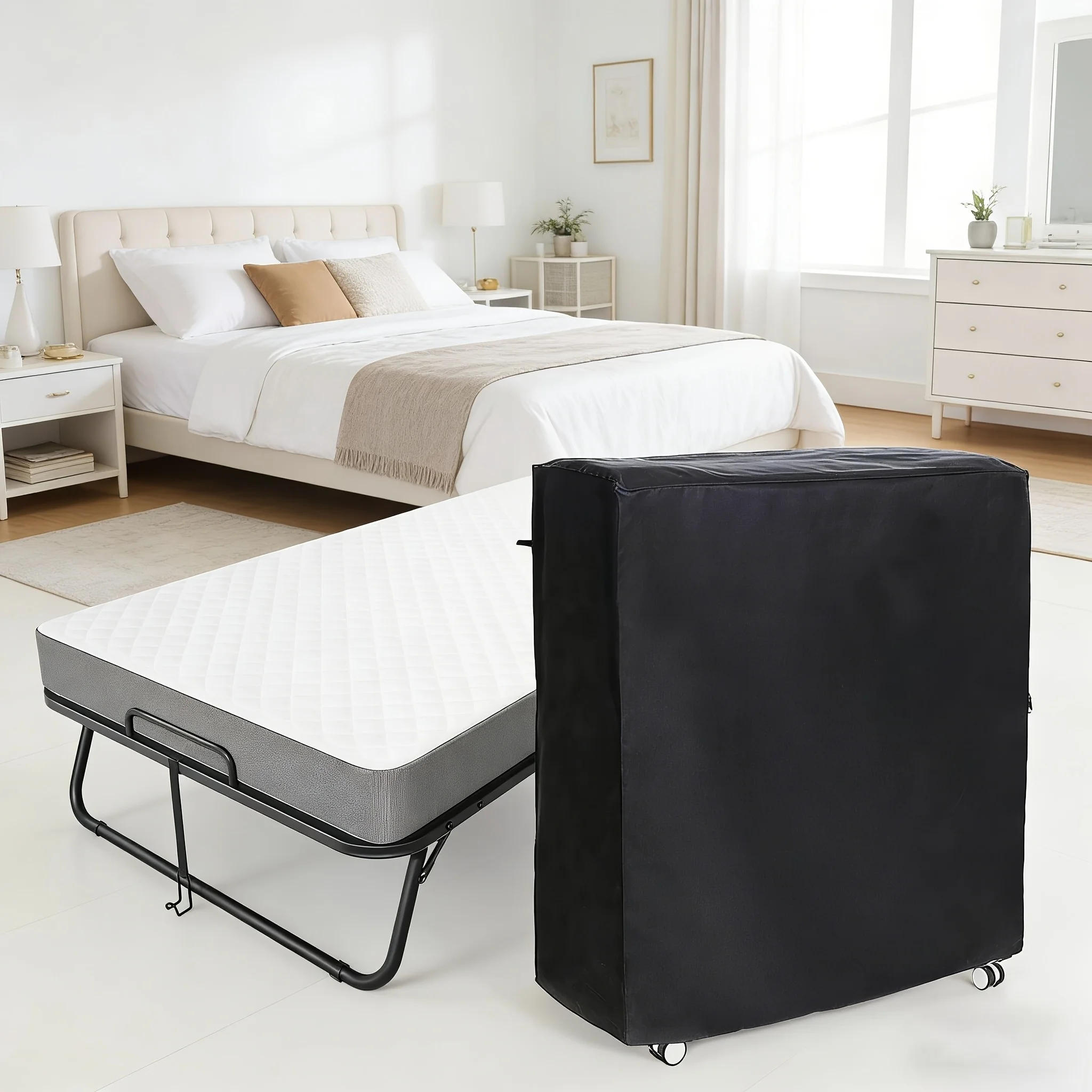 Foldable Bed Cover Dustproof Folding Bed Storage Cover Large Camping Bed Cover Easy To Put on And Take Off Only Cover Included
