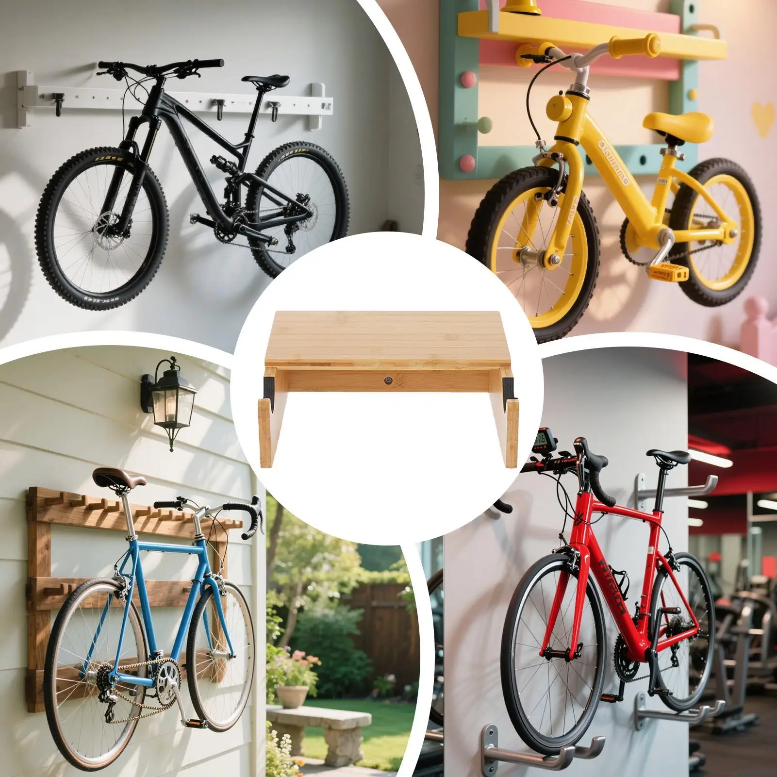 

Wall Bike Mount Bike Indoor Storage Rack Organizer Heavy Duty Wooden Hanger for Indoor Home Space Saving Storage Workshop