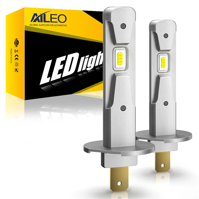 AILEO 2Pcs 200W 100000LM H1 LED Lights 6000K Headlight Bulb Mini Size Design Wireless For Car Lamp CSP 7035 Chip White Plug&Play