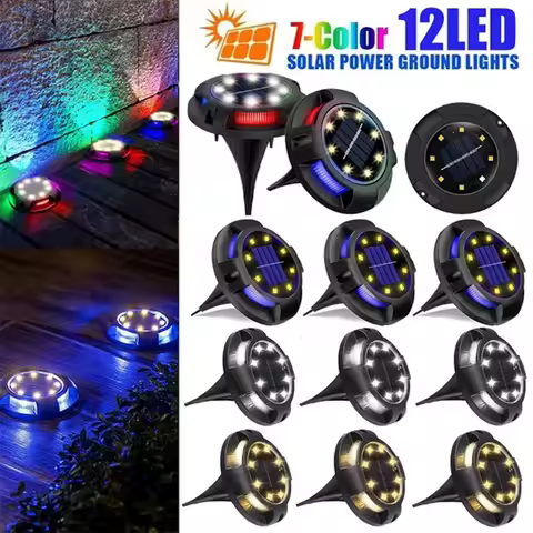12LED Solar Power Disk Light Outdoor Garden Solar Underground Light Deck Light Spotlight Buried Solar Led Lamp Garden Decor