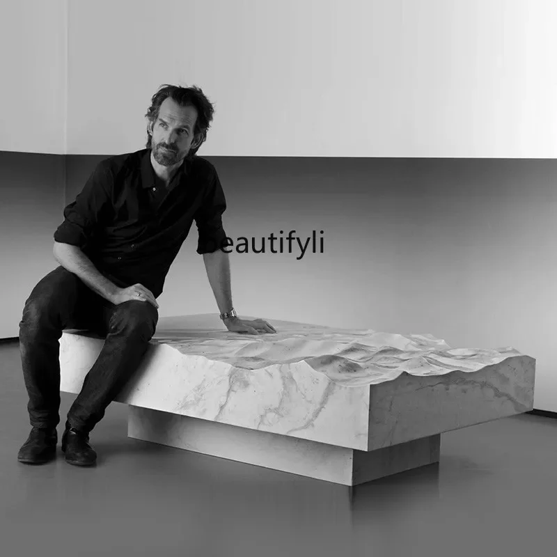 

Nordic simple marble wave coffee table personalized creative tea table designer living room light luxury modern coffee table