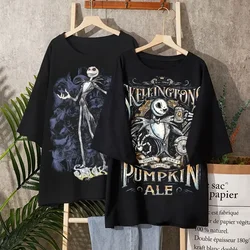 T-shirt gothique imprimé Nightmare Before Christmas pour femme, Streetwear à manches courtes, Haut rétro unisexe, Chemise Y2K