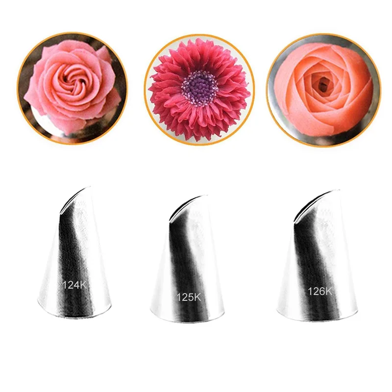 Austin Rose Flower Piping Nozzle 3-Piece Set 304 Stainless Steel Nozzles Cream Decorating Tools   cake