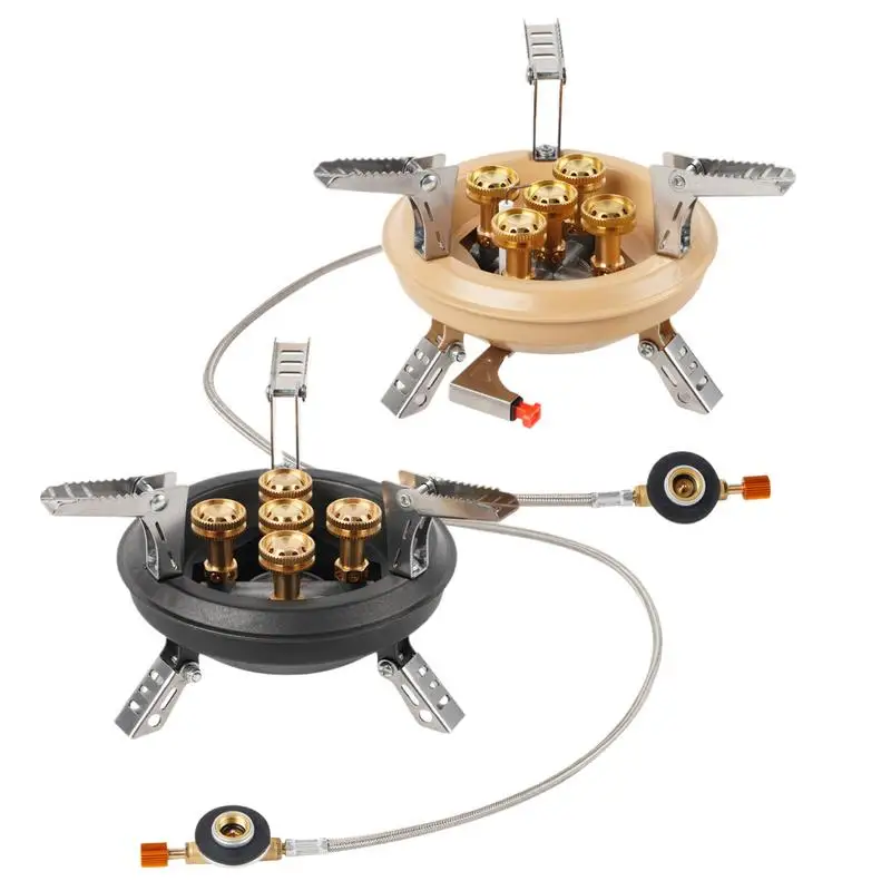 

Camp Stove 16000W Foldable Cooking Stove 5 Burners Camp Cooking Gear For Outdoor Travel Hiking Fishing Hunting Trekking Picnic