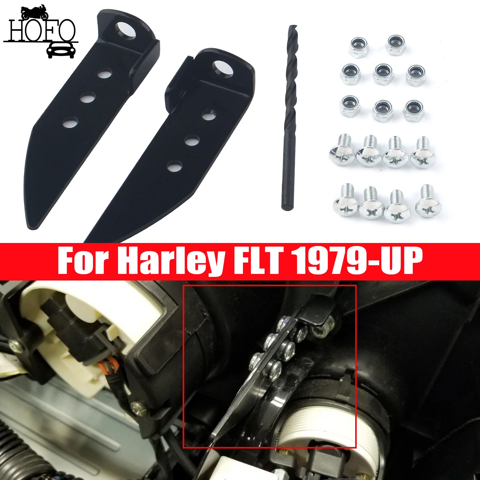 

For Harley Tour Glide FLT 1979-UP Black Left & Right Upper Fairing Repairs Bracket Kit