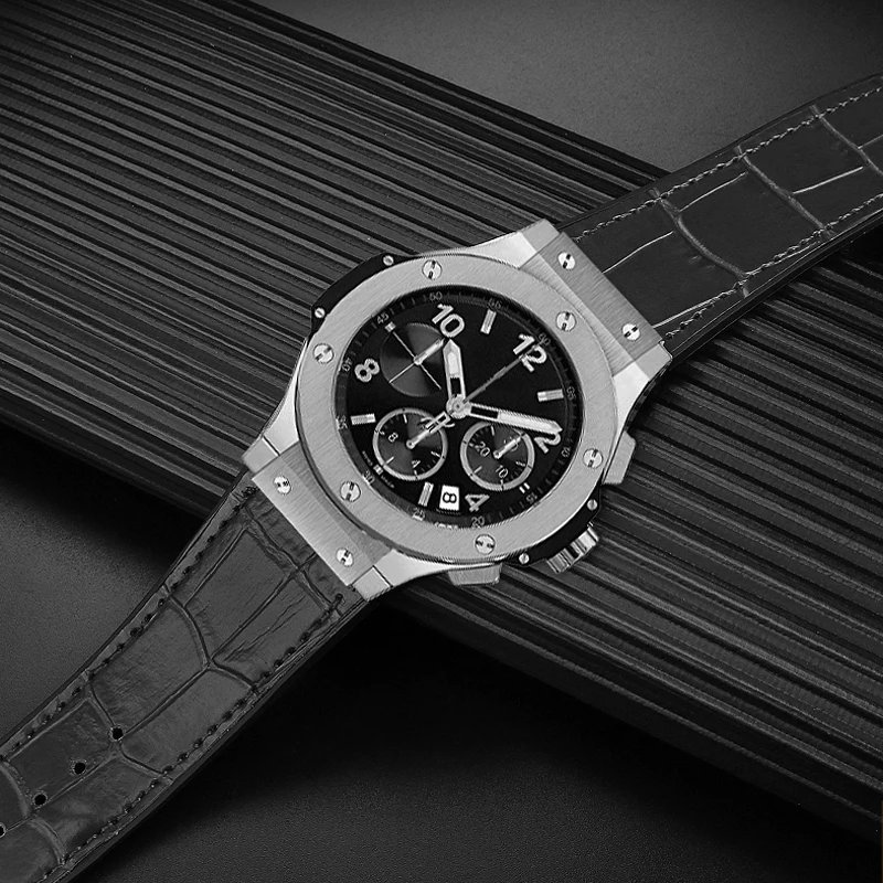 For Hublot Yubo Watch Classic Fusion Series 19mm Genuine Leather Silicone Underskin Special Convex Interface Watchbands