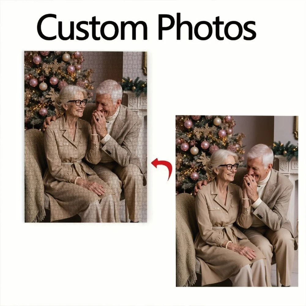 35/300/500/1022pcs Personalized Custom Photo Puzzle Older People Photos Unique Gift For Dad Mom Mother's Day
