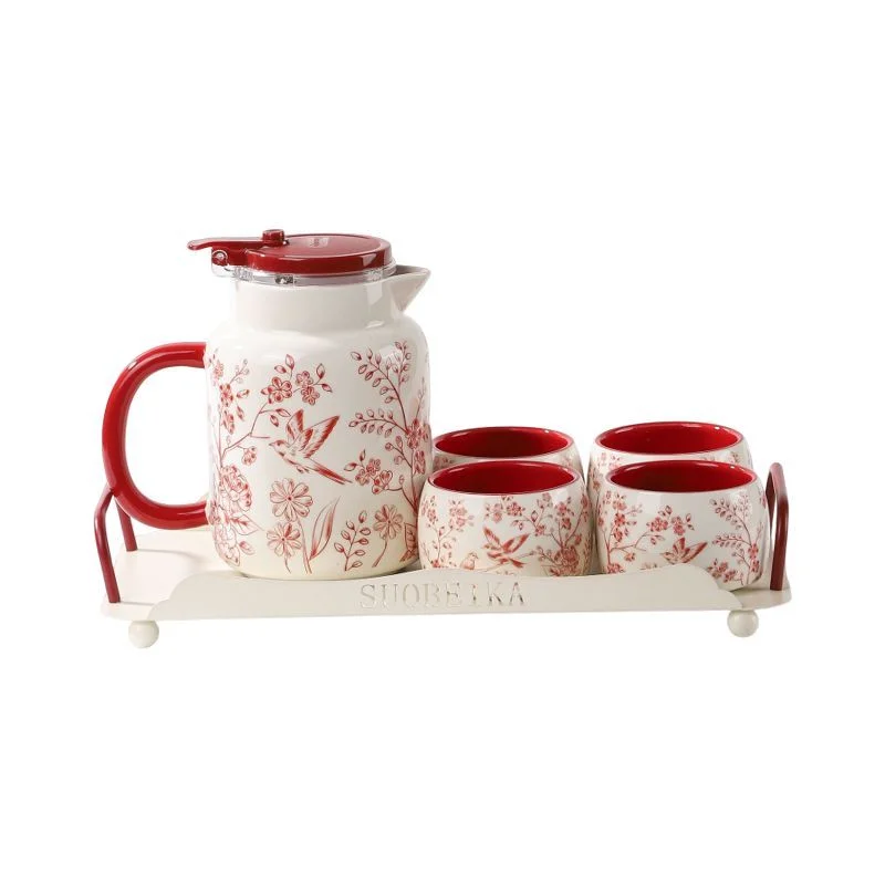 Floral Ceramic Teapot Cup Set Gift Box Drinkware Home Office Tea