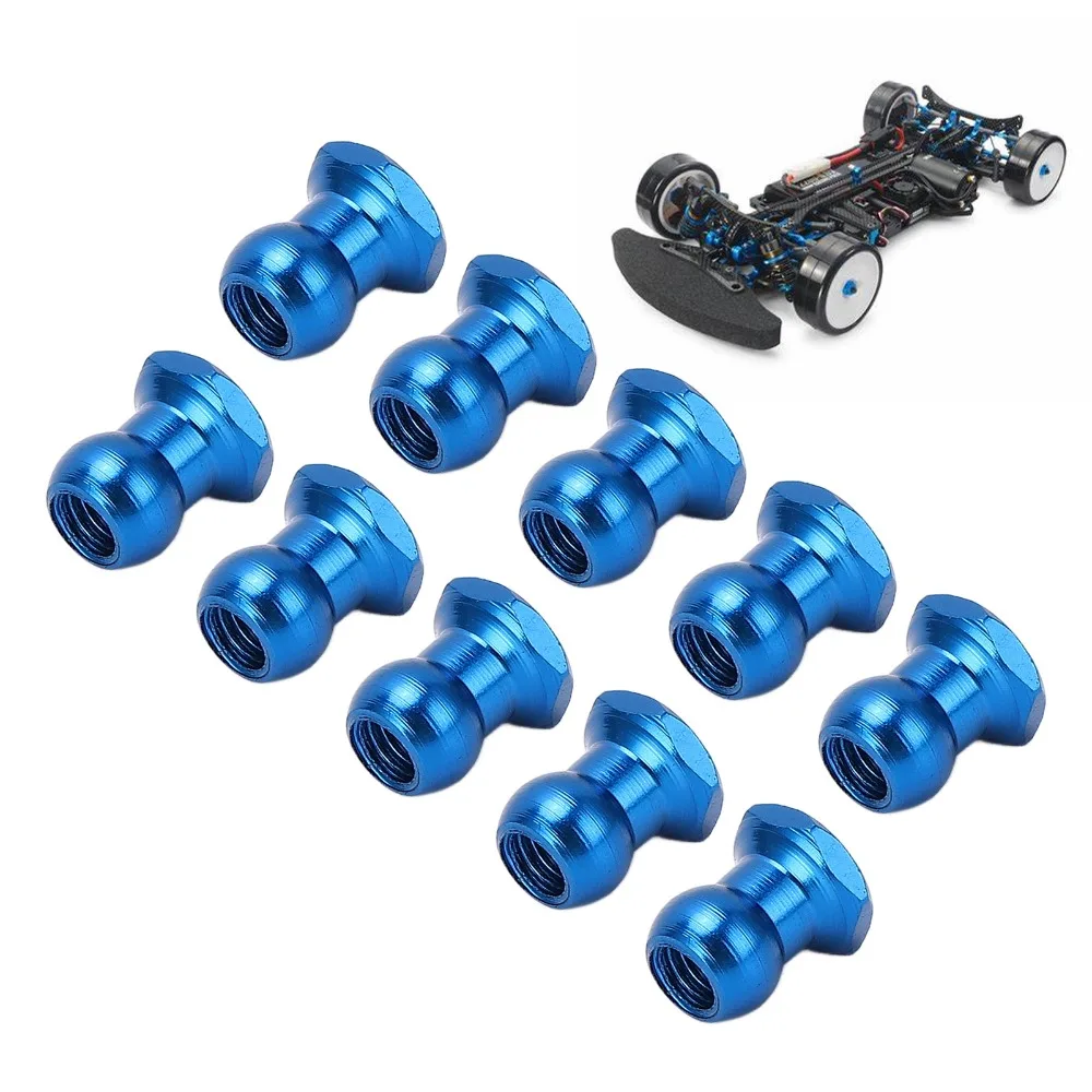 10Pcs Aluminum Alloy Ball Nut Set 5mm Upgrade Replacement Parts Ball Connector Nut for Tamiya 53640 1/10 RC Car and Buggy