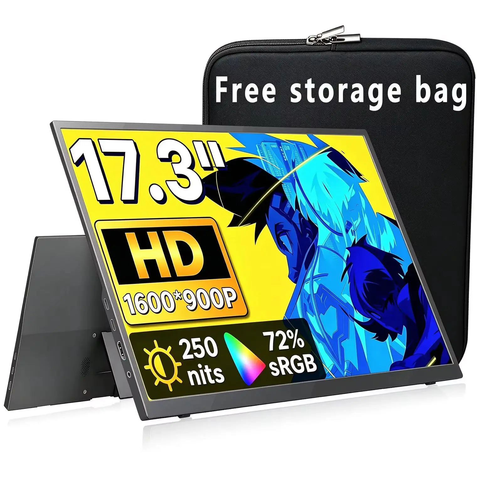 17.3 Inch Portable Gaming Monitor 5MS 1600*900P USB-C miniHDR FreeSync External Screen for Laptop Mac Xbox PC PS4/5 Switch Dack