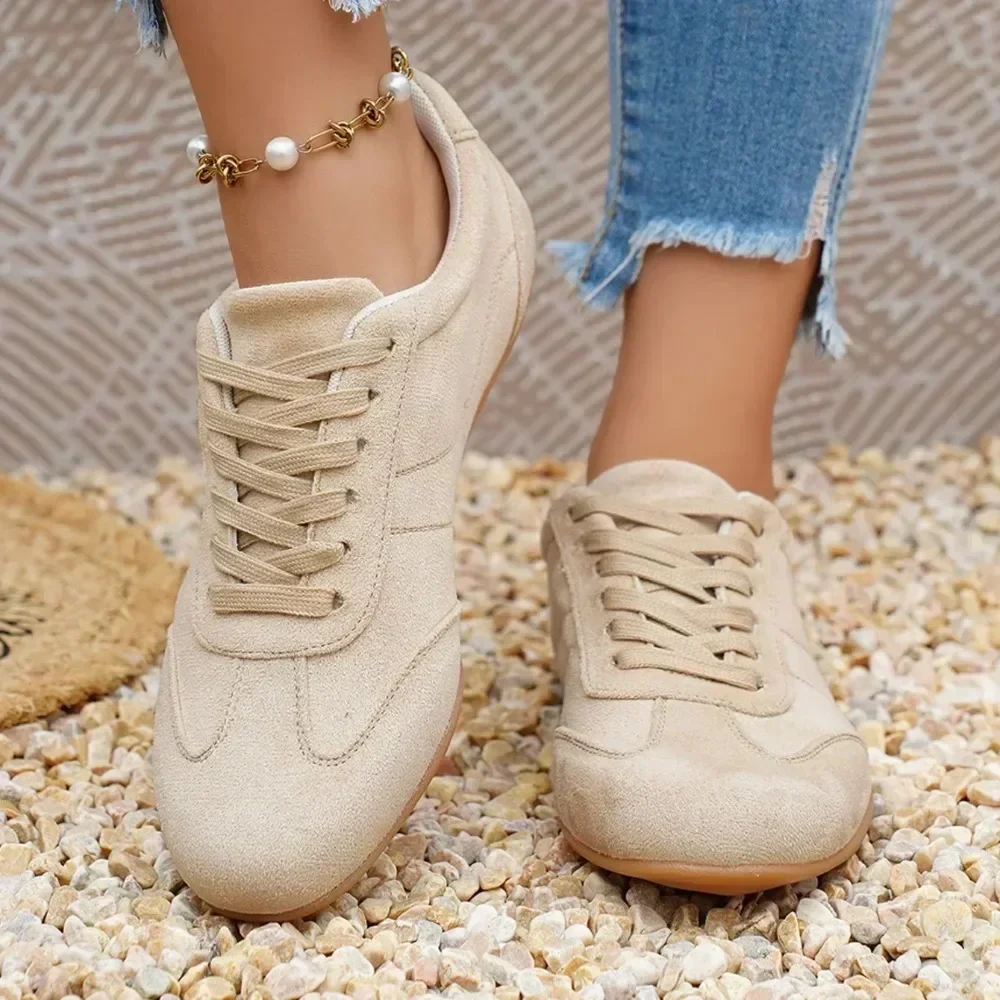 Damen Wildleder Schnürschuhe 2026 Neue Sneakers Runde Zehenkappe Weich Bequem Casual Damen Outdoor Fahr-/Wanderschuhe für Frauen – Detail 6