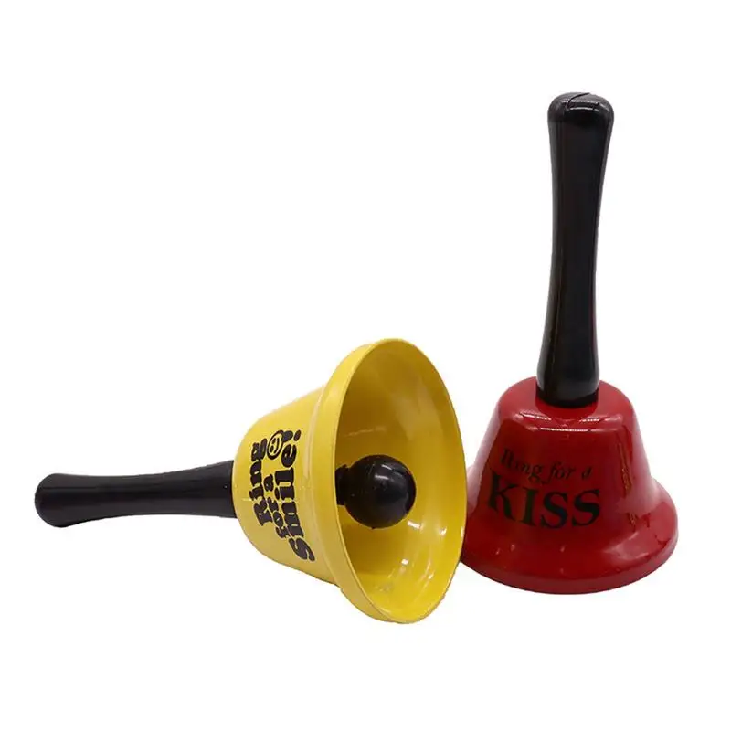 Metal Call Bell Novel Hand Bells With Text Fuuny Ring For A Kiss Smile Beer For Bar Restaurant Wedding Events Decoration