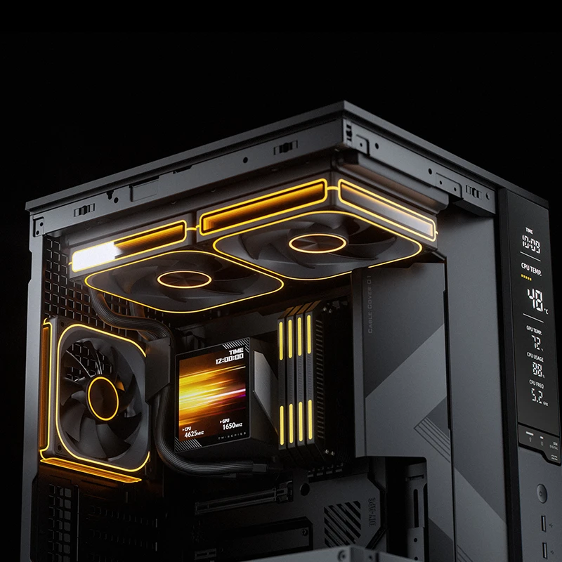 JONSBO D34 M-ATX PC Case Tempered Glass Sea View Chassis With Front Monitoring Screen Support 280mm Water Cooler BTF Motherboard view 5