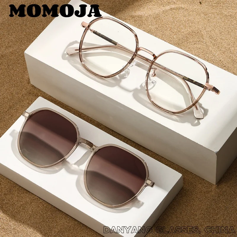 

MOMOJA Men Retro Eyeglasses Frames Magnetic Optical Myopia Glasses Large Size Sunglasses Prescription Glasses Women JS7422
