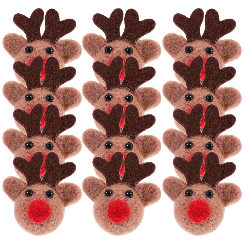 Craft Elk Heads Wool Felt Fun DIY Finished Decoration Christmas Cartoon Deer Pendant Brooch Hair Accessories 6pcs Garland