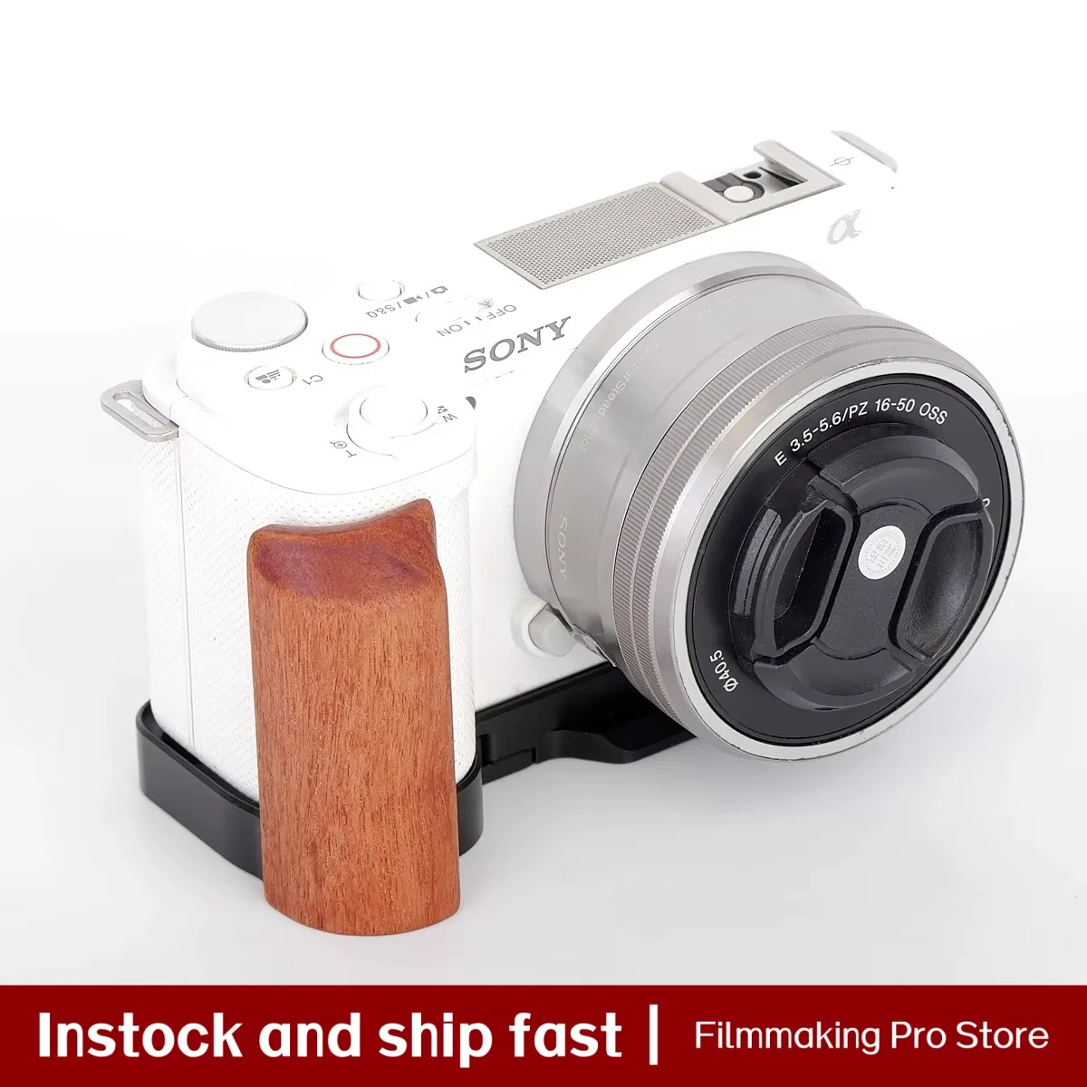 FITTEST ZVE10 Hand Grip Rosewood Wooden Metal Handle Wood Grip L Brack for Sony ZV-E10 Camera Arca Tripod Bracket Fit RRS
