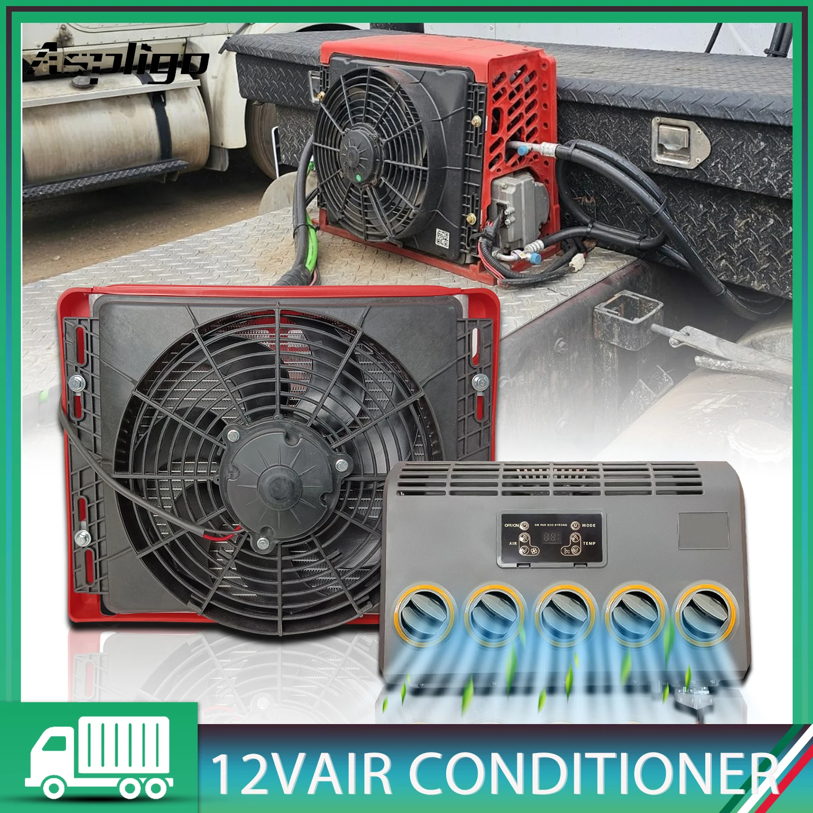 

Электрический кондиционер Aspligo 12 В, сельскохозяйственный комбайн, разделенный кондиционер для автомобильного экскаватора, пресс-подборщика, тягача