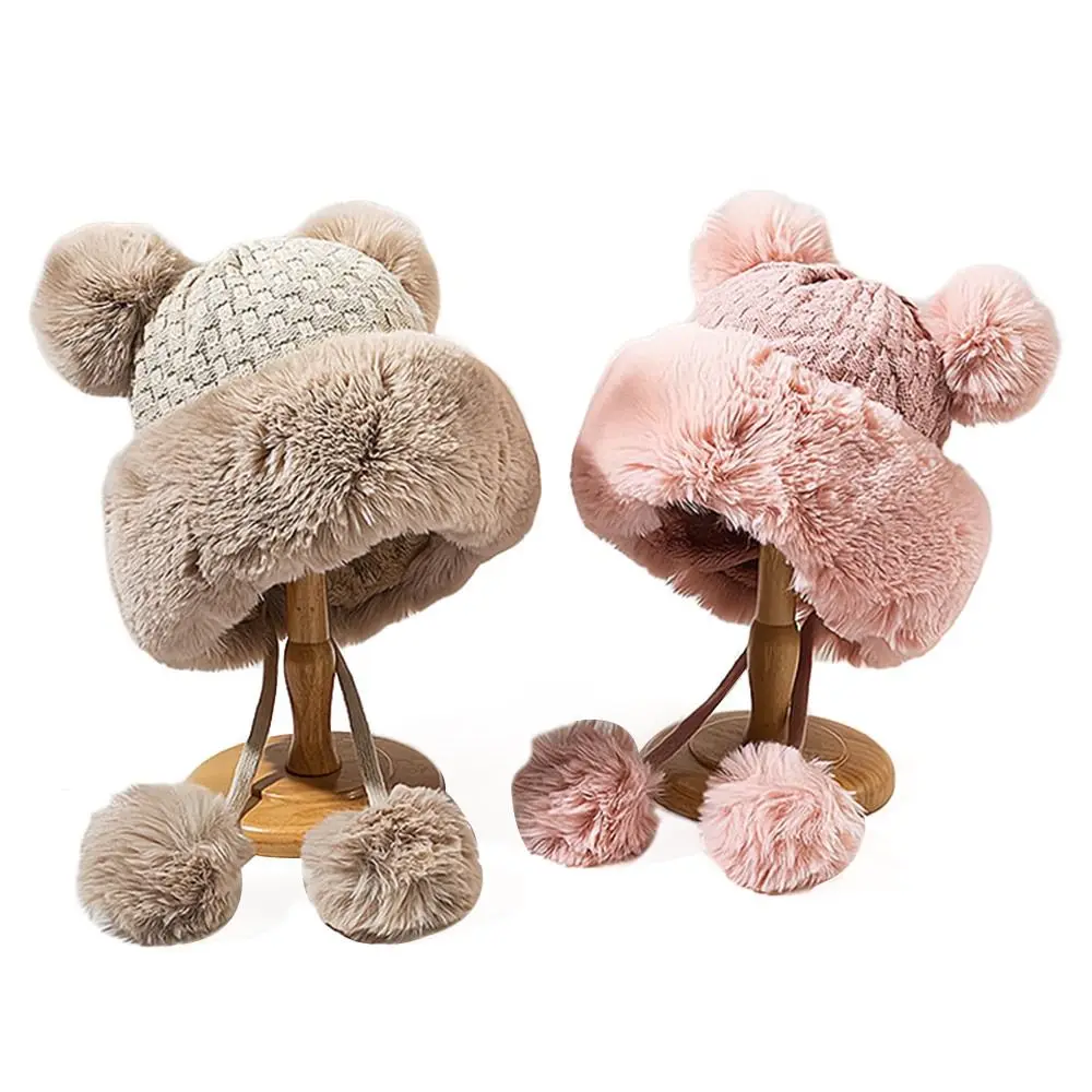 قبعة منفوخة قطيفة لطيفة للأذن ، قبعة سميكة ، كاواي ، دافئ ، شتاء ، موضة