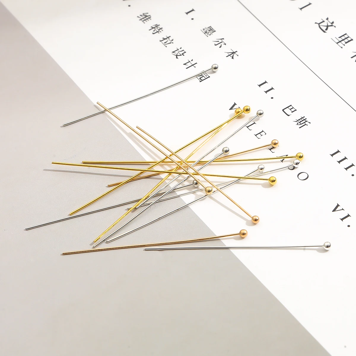 200pcs/lot 0.5x50 mm Gold Silver Color Metal Head Ball Pins For Diy Jewelry Making Finding Accessories