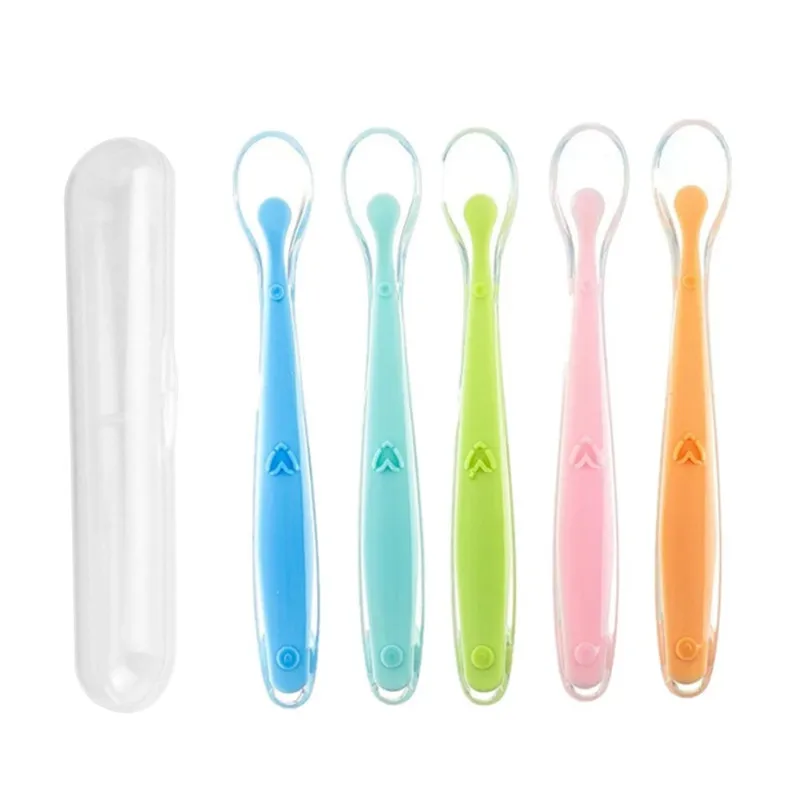 BPA Free Baby Silicone Spoons First Stage Infant Soft Spoons Baby Training Feeding Spoon Toddler Complementary Food Spoon