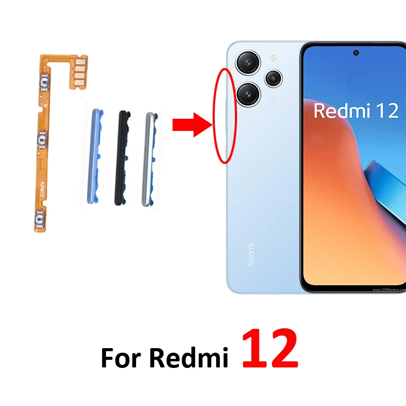 

Для Xiaomi Redmi 12, боковая кнопка громкости, ключ управления питанием звука, внутренний гибкий кабель, запасная часть для Redmi 12 5G