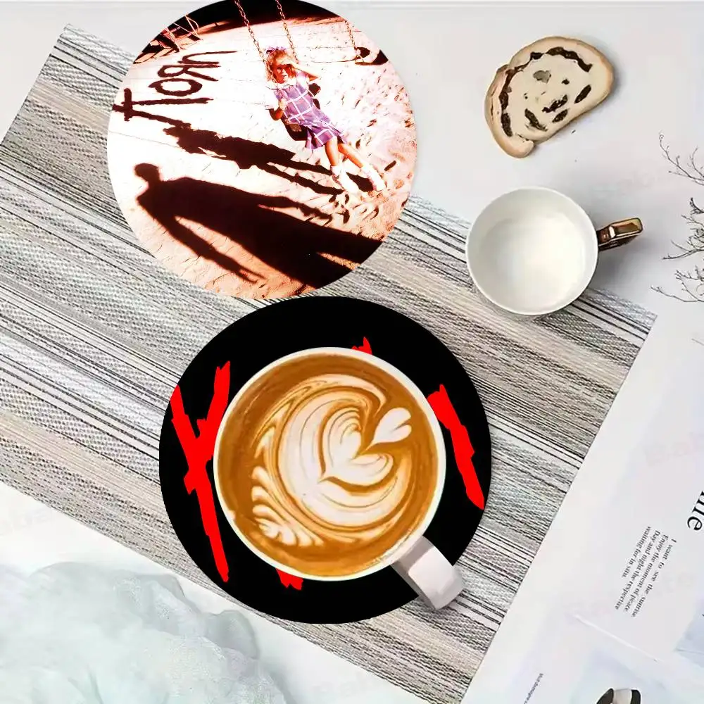 Rock K-Korn Retro Wooden Cup Mats Elements Colour Printing Cup Coasters Home Kitchen Decora Gifts