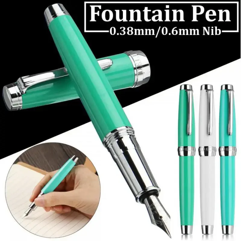 New Moon 3 Metal Lacquer Fountain Pen Iridium EF 0.38mm /EF Bent Nib 0.6mm Ink Writing Pen Office School Supplies