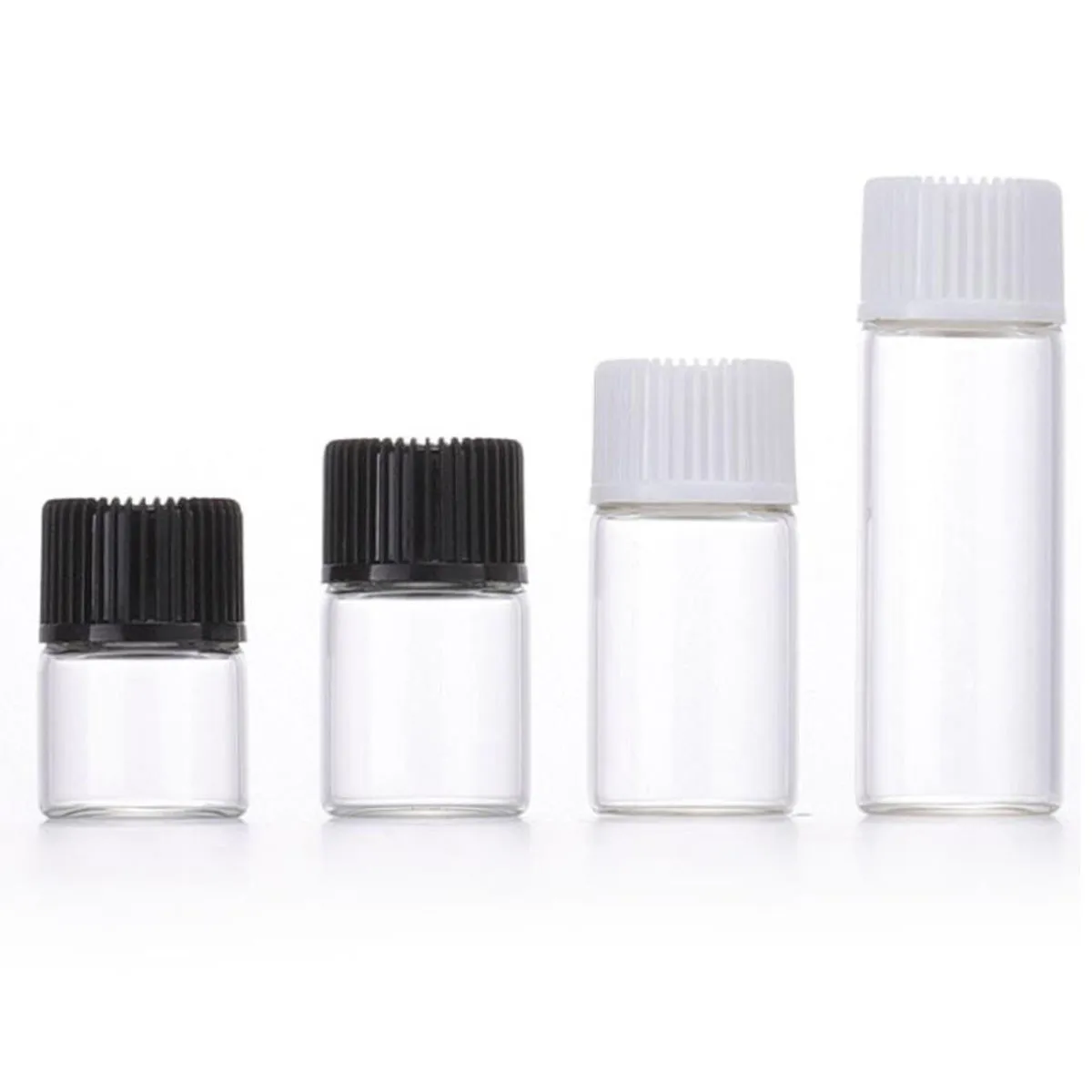 10X Empty Orifice Reducer Glass Bottles Clear Dram Small Hole Bottles Mini Vials Perfume essential oils Sample 1ml 2ml 3ml 5ml