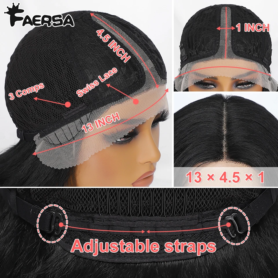 Peluca rizada sintética con malla frontal para mujer, pelo de Cosplay, color negro, marrón, naranja, 13x4,5x1, uso diario