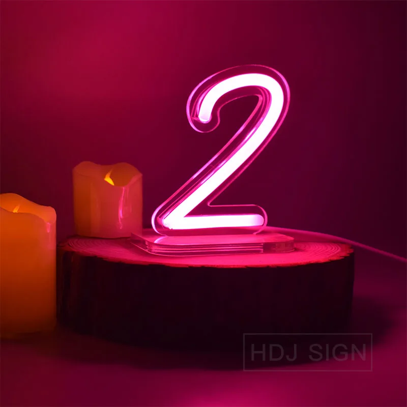 Imagem -04 - Neon Night Light With Number Adequado para Quarto Casa Café Aniversário Aniversário Festa Mesa Decorativa Desk Lamp