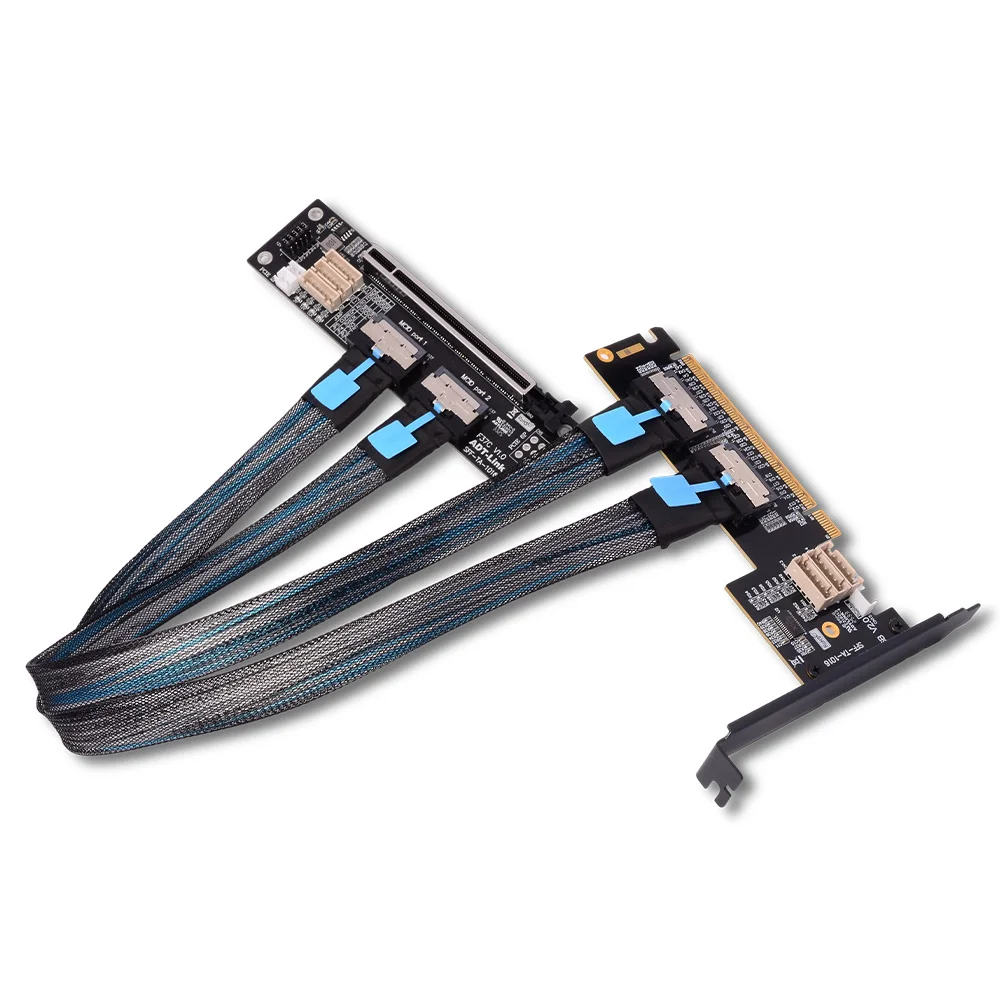 ADT-Link Split Adapter Card PCIE X16 MCIO Graphics Card 256G/bps Supports One to Two SFF-TA-1016 Gaming PC Accessories